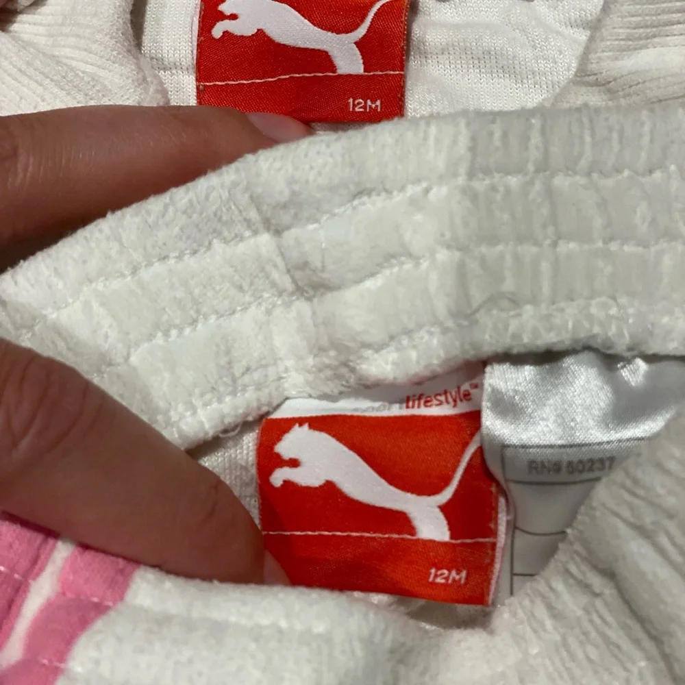 Puma White Velour Jogger Suit Size 12 Months